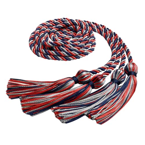 Image of Endea Graduation Double Honor Cord Three-Color (Navy Blue /Red /Silver)