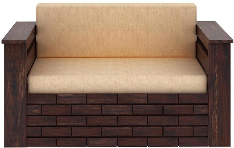 Image of Solid Sheesham Wood Sofa Cum Bed 2 Seater | Wooden Foldable Double Bed for Living Room with Headboard & Storage | Bed Cum Sofa with Mattress for Bedroom Furniture (Walnut Finish)