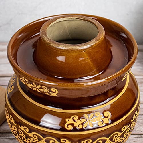 ZHOUXIAO Chinese Pickle Jar,Traditional Porcelain Pickle Jar, Ceramic Fermentation Crock Pickling Pot,Fermenting Jar with Water Seal Airlock Lid Stoneware Fermenter for Kimch blue-3KG