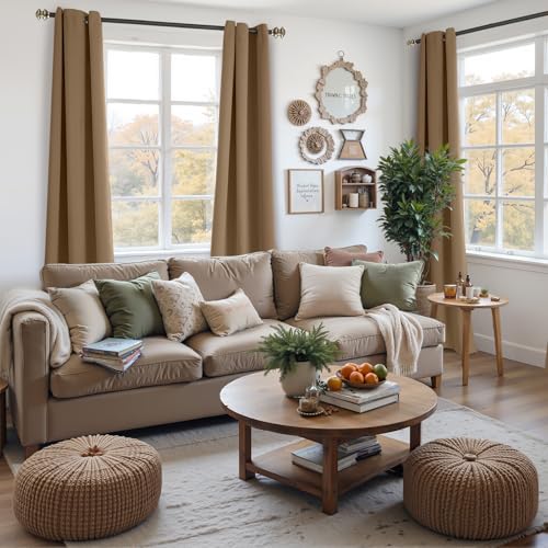 Image of YoungsTex Taupe Blackout Curtains 84 Inches Long for Bedroom - Thermal Insulated Drapes with Grommet Room Darkening Privacy for Living Room, 2 Panels, 42 x 84 Inch