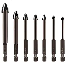 Conjunto de 7 Brocas de Titânio Multifuncionais, Liga Dura Universal para Porcelanato, Metal, Madeira e Plástico, Tamanhos 3-12mm