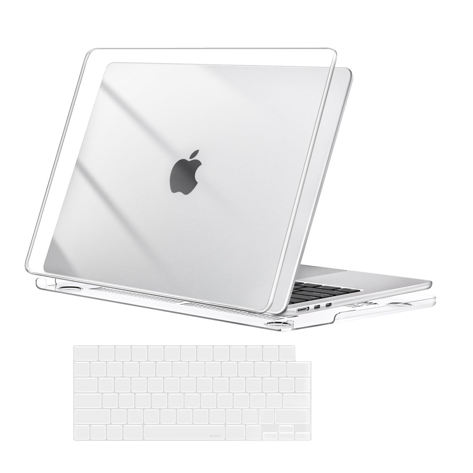 MOSISO Compatible with MacBook Air 13.6 inch Case 2025 2024-2022 M3 A3113 A2681 M2 Chip with Liquid Retina Display & Touch ID, Protective Plastic Hard Shell Case & Keyboard Cover Skin, Crystal Clear