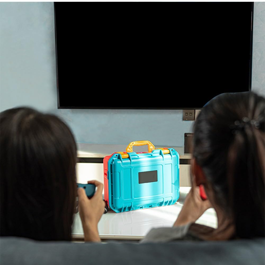 Scatola portaoggetti impermeabile in ABS per Nintendo Switch, custodia da viaggio portatile per console e giochi, blu marrone