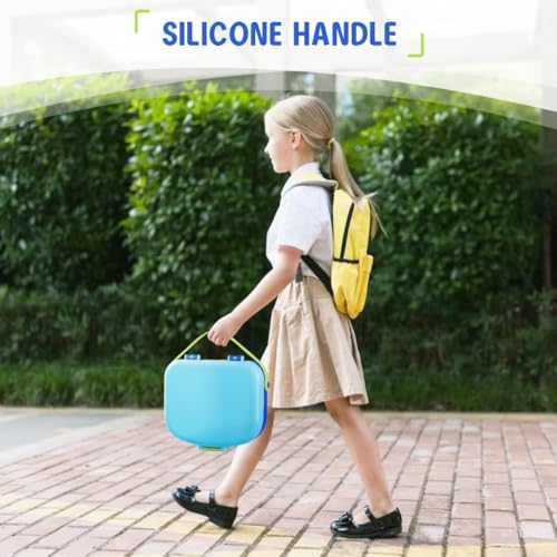 Image of Supvox Kids Lunch Box - Bento Box with 4 Compartments 1300 ML ABS and Steam Heating Compatible with School Tiffin Box for Boys Girls Leak Proof Portable Food Container (Blue)