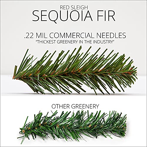 Red Sleigh 30 Inch Heavy Duty Sequoia Fir Commercial-Grade Prelit Wreath For Christmas, 100 Warm White Led Lights #TOP2