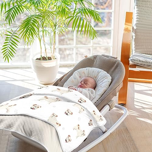 Image of Swaddle Blanket English Bulldog Cotton for Infants - Lightweight Soft Swaddling for Crib, Stroller, Nursery - 30x40In