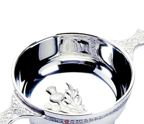 I LUV LTD Scottish Quaich Celtic Handles Embossed Thistle 4