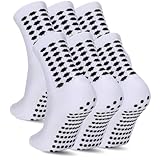 Regilt 3 Pairs Mens Grip Soccer Socks Non-Slip Football Baseball Soccer Socks for Men Women (US, Alpha, One Size, Regular, Regular, 3pairs-white)