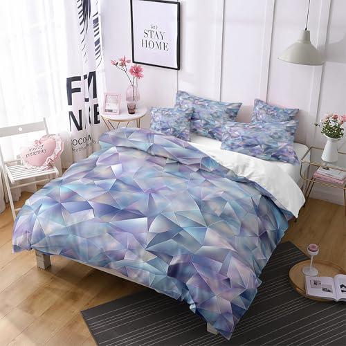 Housse de couette géométrique double avec dégradé bleu-violet abstrait - 3