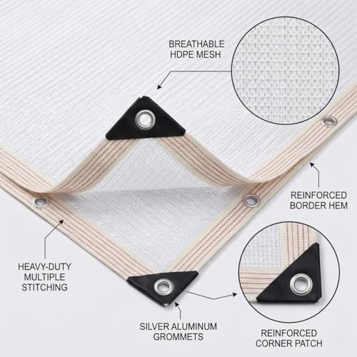 Toile d'ombrage anti-UV avec œillets - Brise-vue de clôture durable - 7