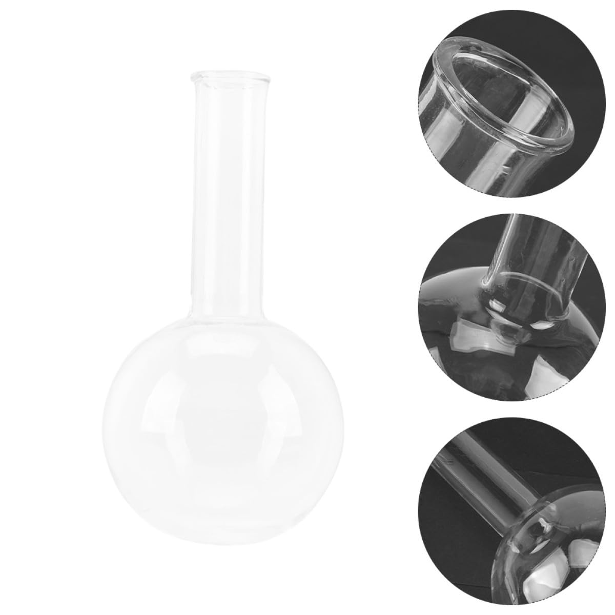BETOOKY Matraz de Laboratorio de Vidrio Transparente 250 Ml, Conjunto de 2 Matraces de Fondo Redondo Cuello Estrecho, Resistente al Calentamiento para Experimentos Científicos y Pruebas