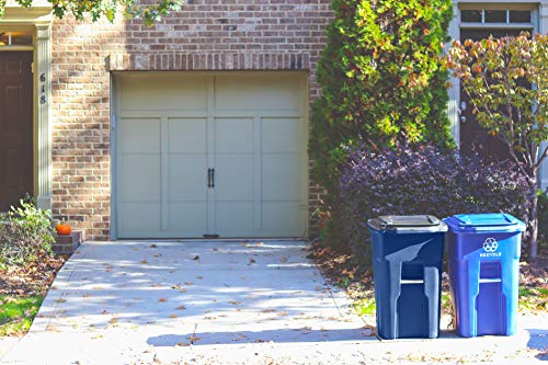 Toter 025548-R1705 Residential Heavy Duty Two Wheeled Trash Can with Attached Lid, 48 Gallon, Blue - Thumbnail 2