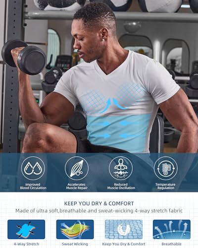 KOCLES Gynecomastia Undershirt V-Neck Chest Compression Shirt for Men Slimming Undershirt Body Shaper Shapewear4