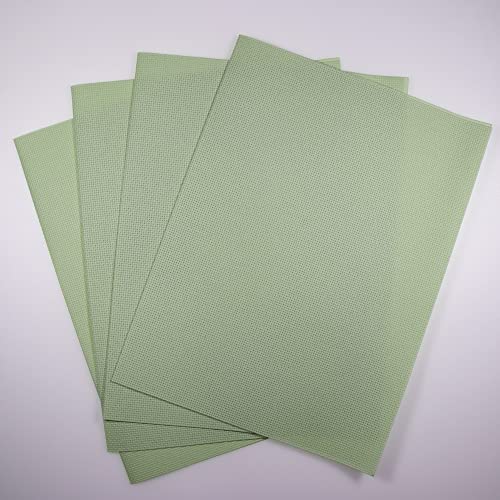 Image of KCS 4 pc of 12 inch x 18 inch 14CT Counted Cotton Aida Cloth Cross Stitch Fabric (Light Green)