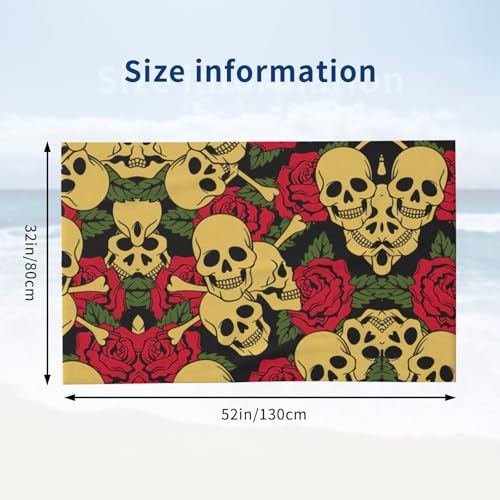 Serviette de bain microfibre imprimé rose tête de mort 81x132 cm - 4