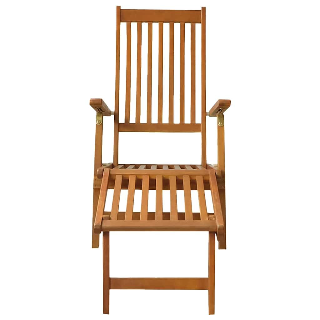Sedia a sdraio da giardino in legno di acacia, pieghevole, regolabile in 5 posizioni, resistente alle intemperie, per terrazza, balcone, piscina, sdraio ergonomico con schienale e braccioli