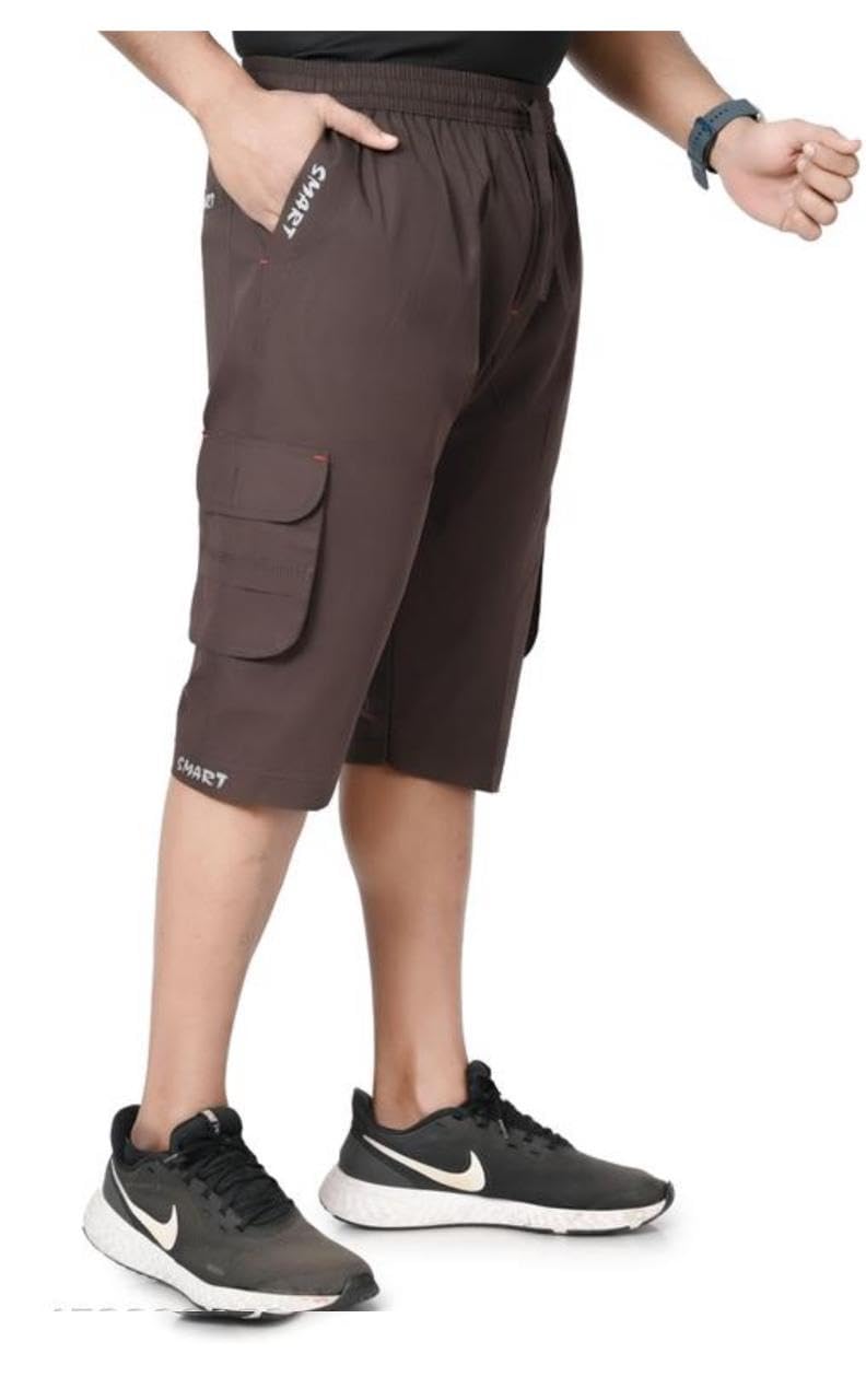 Smart Men's Sports Cargo Capri Shorts, Elastic Waistband with Pockets-picture-27
