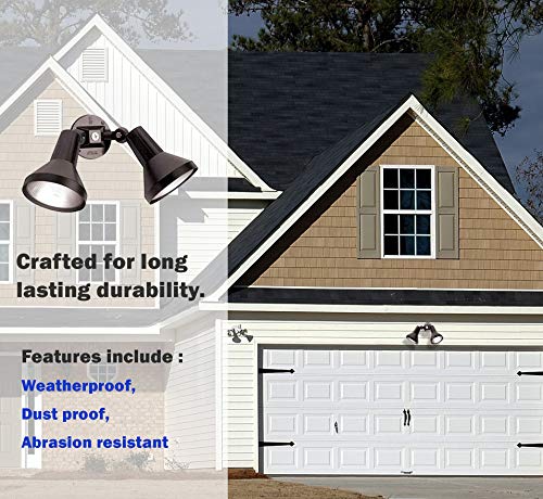 Dysmio Lighting Two Light Outdoor Security Flood Light with Heavy Duty Cast Aluminium Body in Black Finis