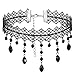 Ouligay Gothic Halskette Schwarz Spitze Choker, Schwarz Gothic Choker Kette f&uuml;r Damen M&auml;dchen Halloween Grunge Halsband, Mittelalter Design, Vintage Kost&uuml;m Schmuck f&uuml;r Karnevals Maskerade Party