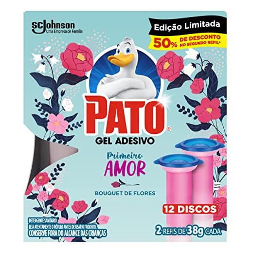 Pato Desodorizador Gel Adesivo 2 Refis Edição Limitada Primavera, Limpeza Banheiro, 12 Discos