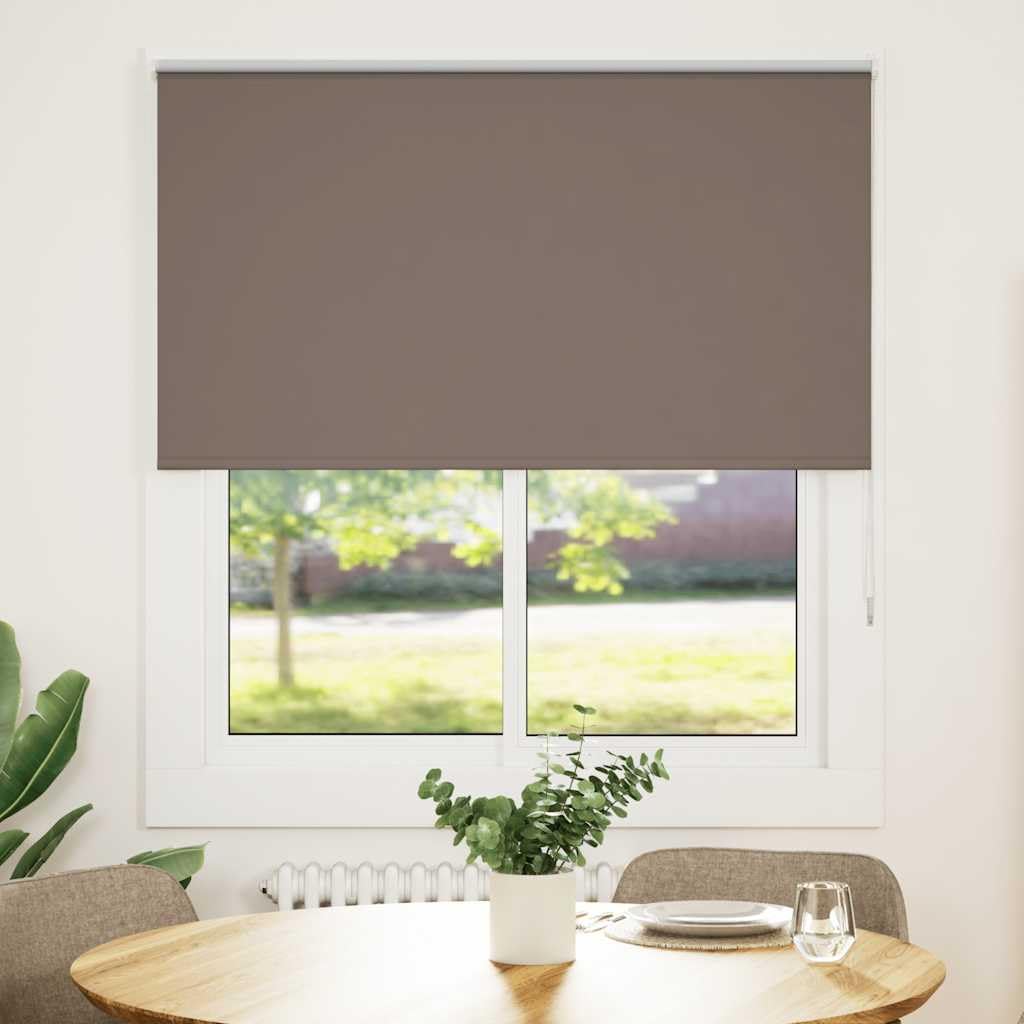 vidaXL Roller Blind Blackout Coffee 120x130 cm Fabric Width 116.6 cm Polyester, day and night blind, kitchen blind, blackout roller shade