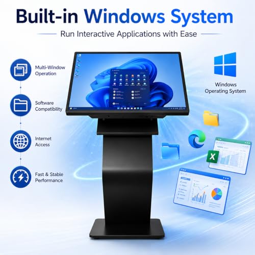 Image of 32 inch Touch Screen Kiosk, Windows11 System(8+128g), K-Style Stand Inquiry Machine, Human-Machine Interaction Smoothly for Mall Navigation /Self-Ordering /Advertising /Retail Store