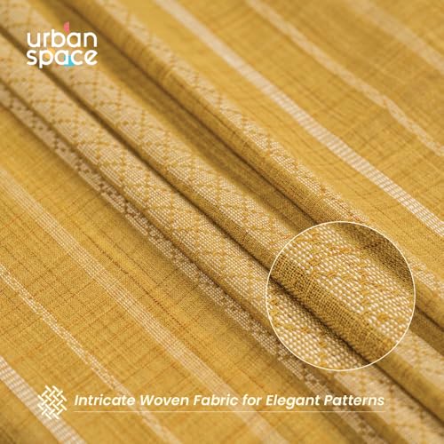 Image of Urban Space Aari Collection Weaved Sheer Curtains for Door 7 Ft Long, 40-50% Light Filtering Textured Curtains with Eyelets and Tieback, Set of 2 Decorative Curtains (Vertical Soft Brown, 7 Feet)