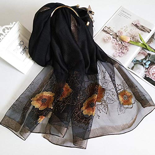 Écharpe en soie tout-allumette pour femme, le grand châle brodé idéal pour sublimer vos soirées