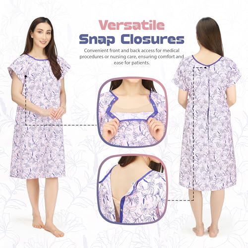 Bata de hospital para mujer idónea para maternidad y postoperatorio rosa Vines L XL 4