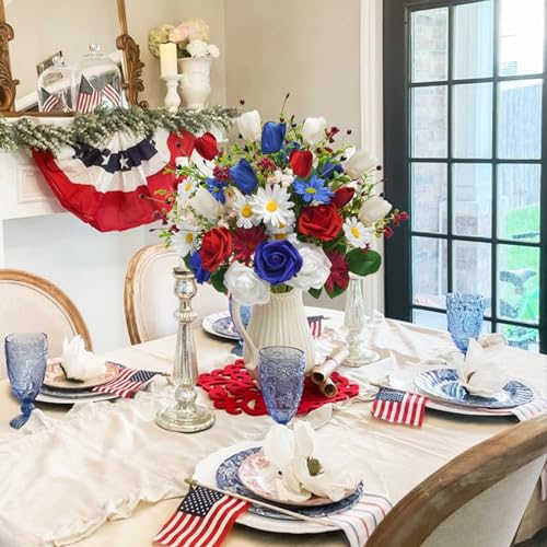 4pcspatrioticartificialflowersmixedbushredwhitebluerosetulipflowersmemorialdayflowerbouquetfor4thofjulyindependencedaygravehometabledecoration Urban Country Home Decor 4pcs patriotic artificial flowers mixed bush red white blue rose tulip flowers memorial day flower bouquet for 4th of july independence day grave home table decoration urban country home decor