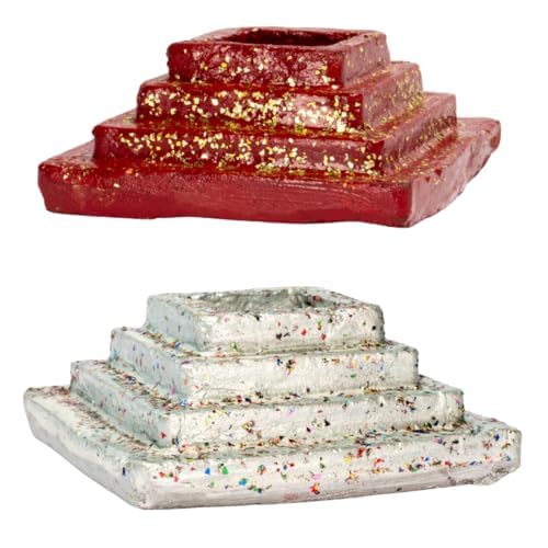 Handmade Clay Mini Hawan Kund, Incense Cone Holder, Sambrani Dhoop, loban Stand, Agarbatti Stand, Yagna Kund for Yagya, Agnihotra, Homa Kundam, Hawan & Poojan Purpose - Pack of 2 (Multicolor)