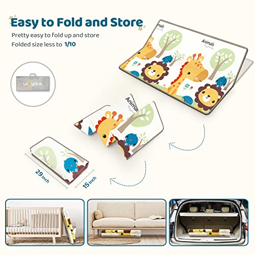 Wayplus Baby Play Mat, 79"X 71"X 0.6" Extra Large & Thick Reversible Folding Floor Mat, Waterproof Non-Toxic Anti-Slip Reversible Foam Playmat For Baby, Anti Slip Soft Crawling Mat #TOP5