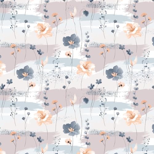 Image of LORETO - A QUALITY LINEN BRAND 100% Cambric Cotton Double Dohar 88 x 90 Inches, 3-Layer AC Blanket with Soft Cotton Flannel Filling, Summer Quilt, Reversible, Blush Breeze Floral - Blue & Peach