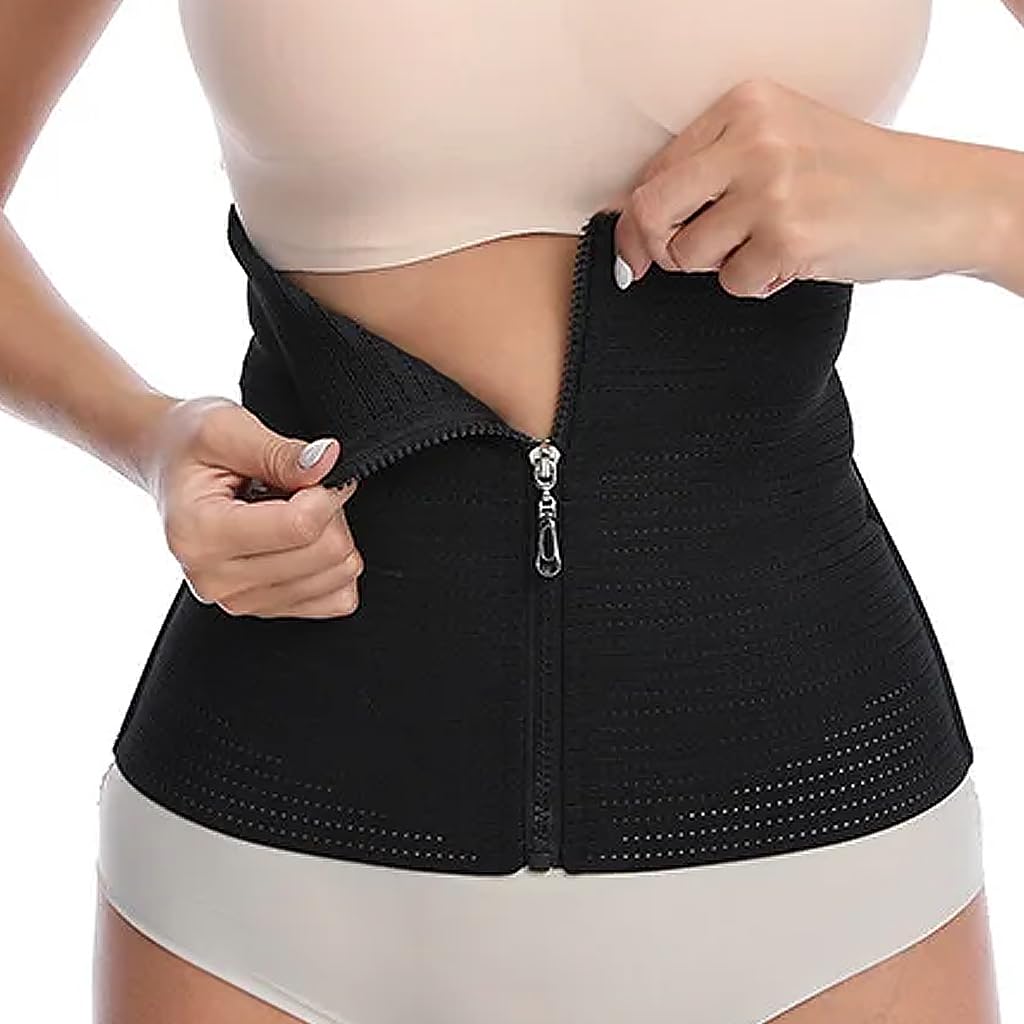 zibuyu Waist Trainer for Women High Zipper Compression Corset Belt Postpartum Recovery Tummy Control Shapewear with Firm Abdominal Support Breathable for Daily Fitness Training, L-picture-34