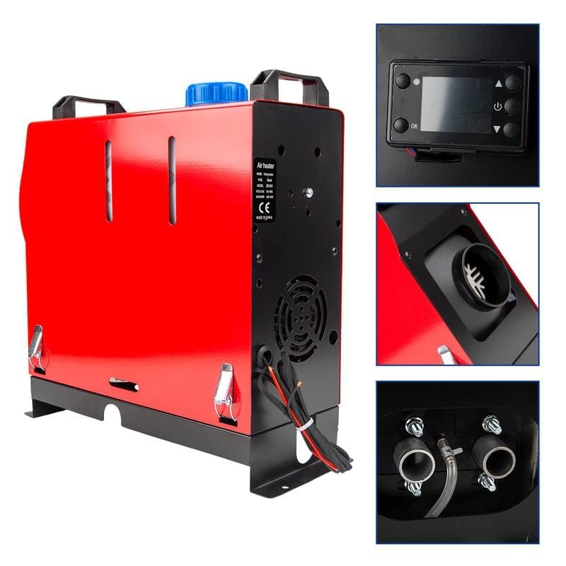 Calentador de aire diésel portátil de 5 kW y 12 V, calefactor de estacionamiento diésel silencioso con silenciador, todo en uno, 1 orificio con control remoto y pantalla LCD para coche, caravana, ba