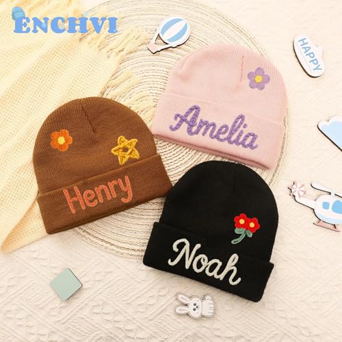 Personalized Toddler Girl Beanie Hat Custom Baby Boys Girls Knit Hats Embroidered Winter Infant Baby Beanie 6-12 Months4