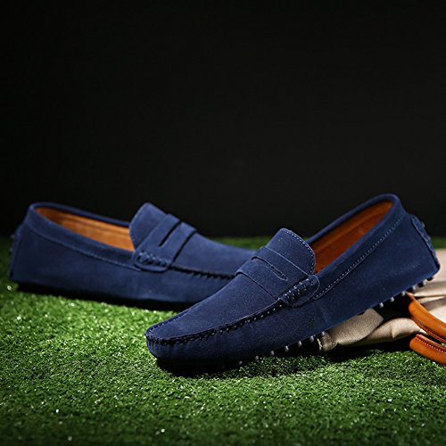Jamron Men's Suede Leather Penny Loafers Comfort Driving Shoes Moccasin Slippers - Image 5