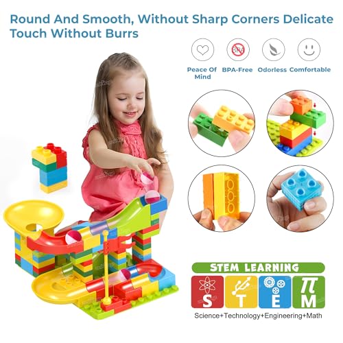 Image of Zest 4 Toyz 88 Pieces Building Blocks Funnel Slide DIY Sets Bricks Assembly Block Marble Run Slide Track Set Toys for Kids