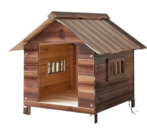 犬小屋 屋外 木製 大型犬 中型犬 小型犬 耐候性 ケンネル 雨対策 防風 日よけ ペットハウス オールシーズン 冬 暖かい 組み立て簡単 室外 ペット用品 休憩所Fiozwea (L,C)