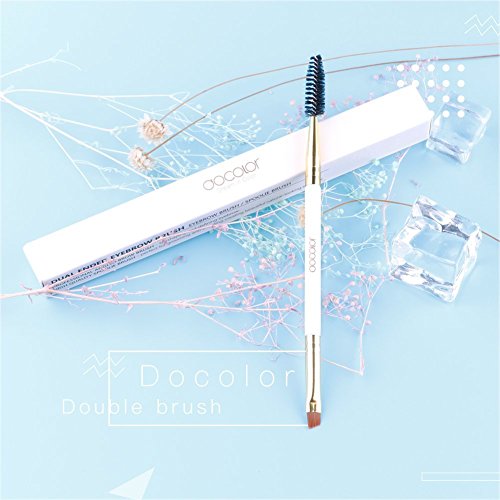 Docolor Augenbrauen Bürste Duo Augenbrauen Pinsel Augenbrauenpinsel Schräg Multifunktion Make Up Wimpernbürste,Weiß