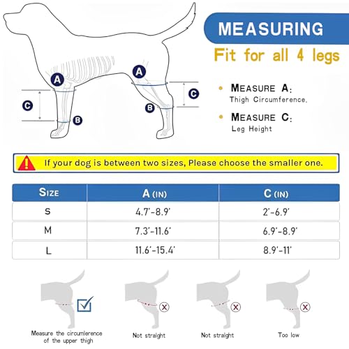 Knieorthese für Hunde bei gerissenem vorderen Kreuzband am Hinterbein, verstellbare Hüftstütze für Hunde bei Patellaluxation, Hundebeinorthese für Hinter- oder Vorderbein seitlichen Stabilisatoren (L)