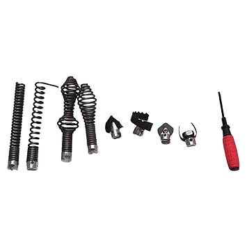 WINTI 9 Pieces Drain Cutter Heads Set Steel Auger Adapters for Sewer Machine
