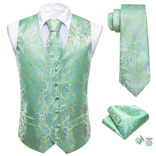 Men's Formal Groomsmen Waistcoat Set with Tie Pocket Square and Cufflinks Combo2