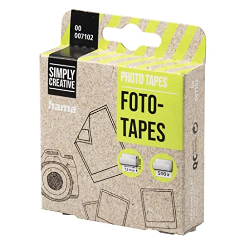 Hama | Adhesivo, para pegar fotos, postales, billetes (cinta de doble cara, para todo tipo de papel, 500 unidades por paquete, 12 x 13 mm) Color gris.