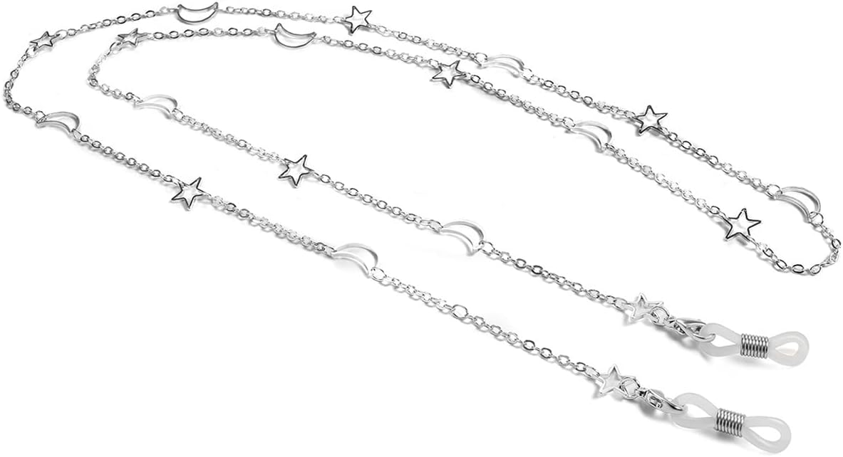 DNLKWGO Pentagram Eyeglass Chain Sunglasses Chains with star and moon Reading Glasses Retainer for Women