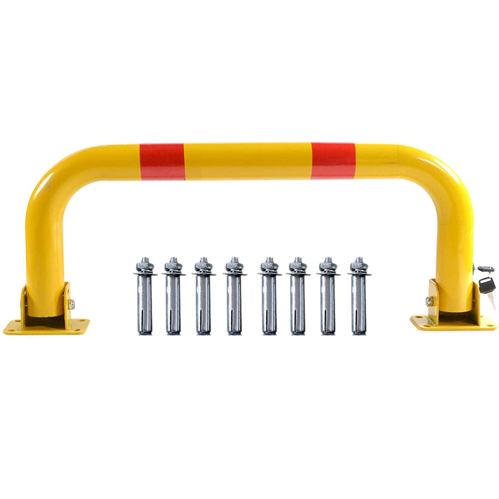 HCZKIUJY Parking Pole Lock Heavy Duty Key Lockable U Type Folding Parking Barrier Driveway Bollard Post Pole for Commercial or Private Use (Yellow 800x300mm)