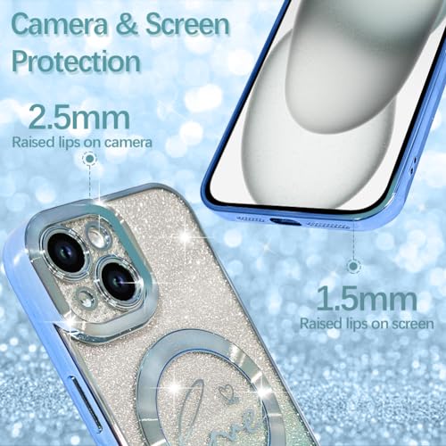 Image of ZIYE Designed for iPhone 15 Glitter Magnetic Case-Blue