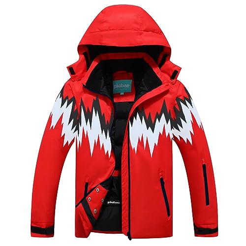 PHIBEE Big Boy's Waterproof Breathable Snowboard Ski Jacket Red/Black 7 - image 1