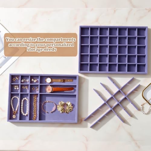 Image of Large Velvet Jewelry Tray Display Drawer Inserts 2 Pack