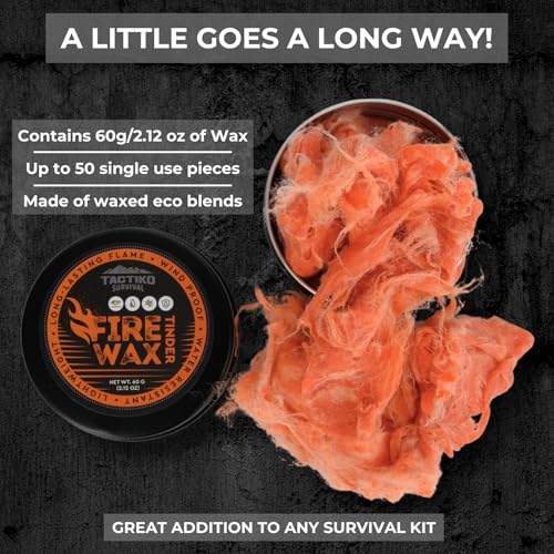 Tactiko Fire Wax - Burns Up to 5 Minutes, 50 Uses, 60g - Perfect for Wet Wood - Compact, Water & Wind Resistant - Camping Gear, Survival Kit, Hikers, Emergency Use - U.S. Company (1 Pack) - Image 5